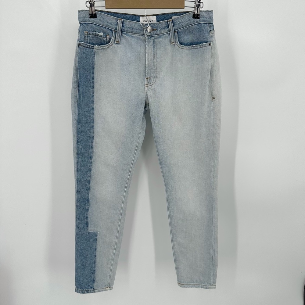 FRAME DENIM Jeans Women’s 26 Le Garçon MidRise Straight Patchwork Dinsmore Mix